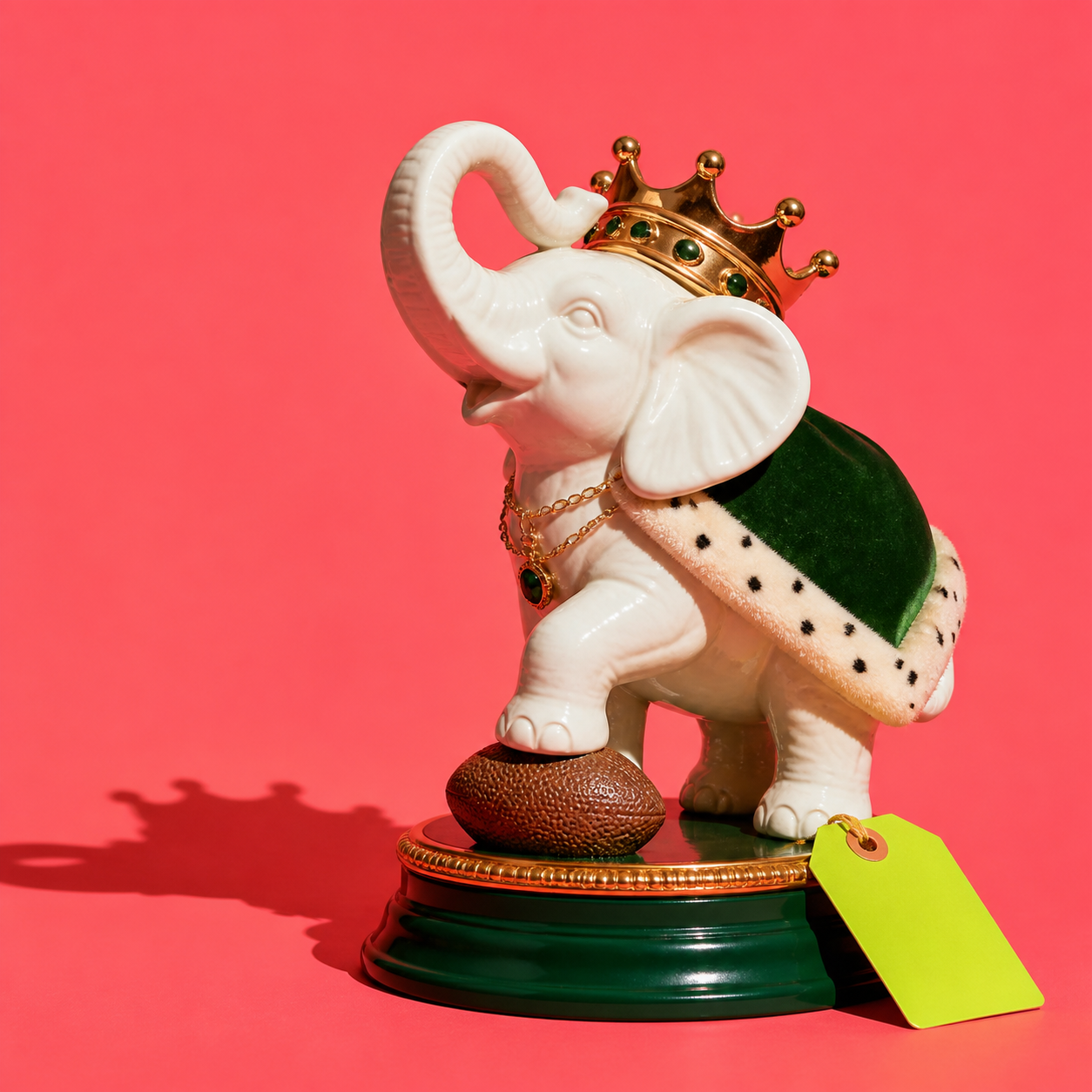White elephant trophy wearing sunglasses